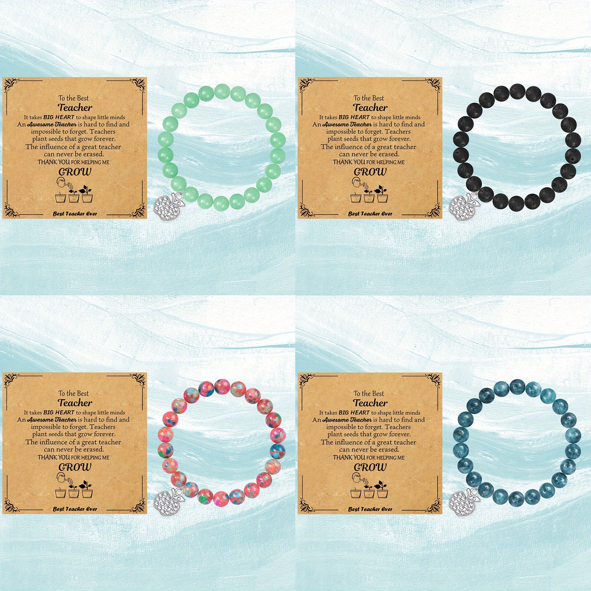 4pcs Minimalist PU Natural Stone Bracelet Set, Gift for Her