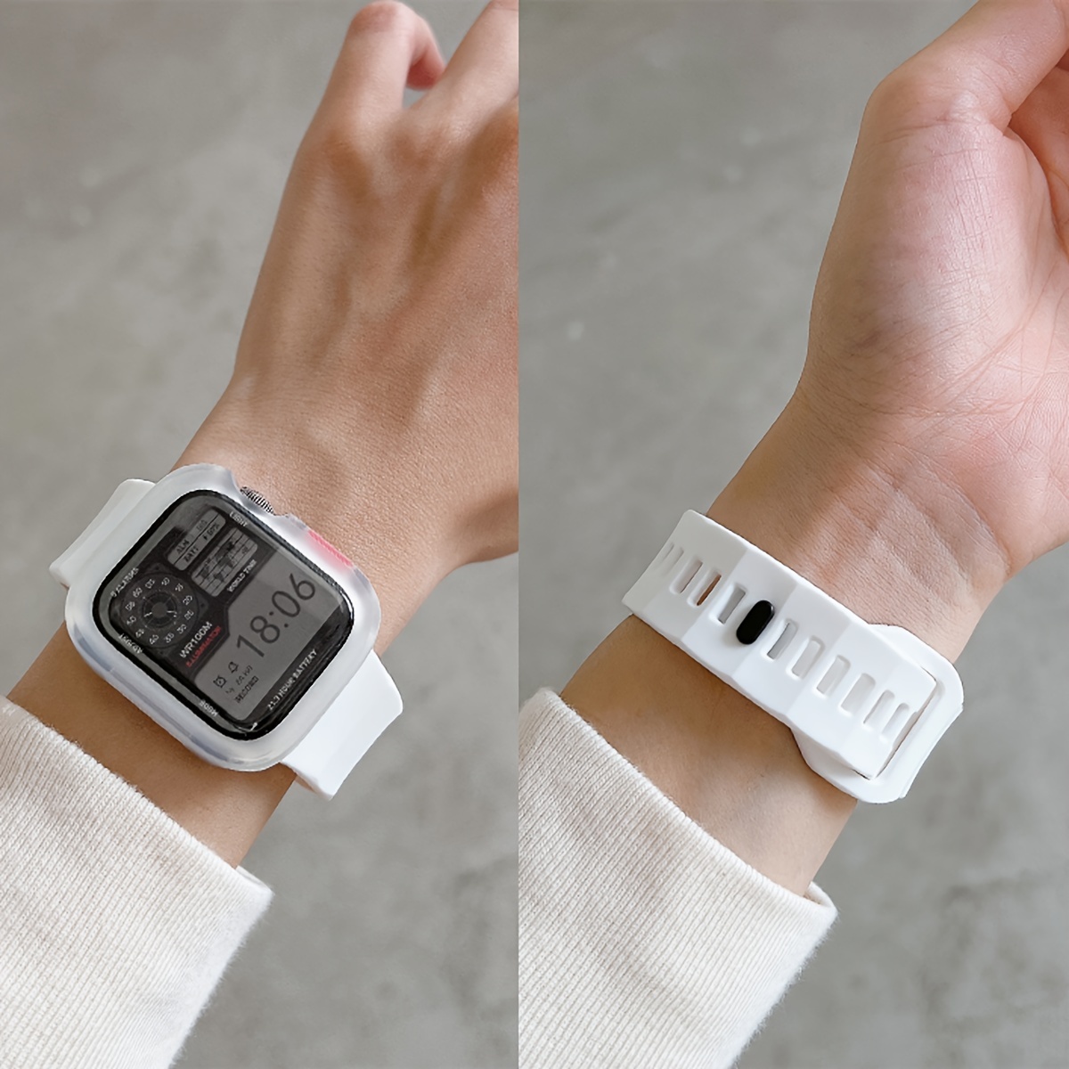 2pcs for Apple Watch Band & Case Combo - Adjustable Silicone Sport Strap with Hollow-Out Soft Protective Cover, Breathable Comfort Fit for Series 1-11/Ultra/SE, 38-49mm, Compatible with 40/41/42/44/45/46/49mm, Durable Protective Case Accessories