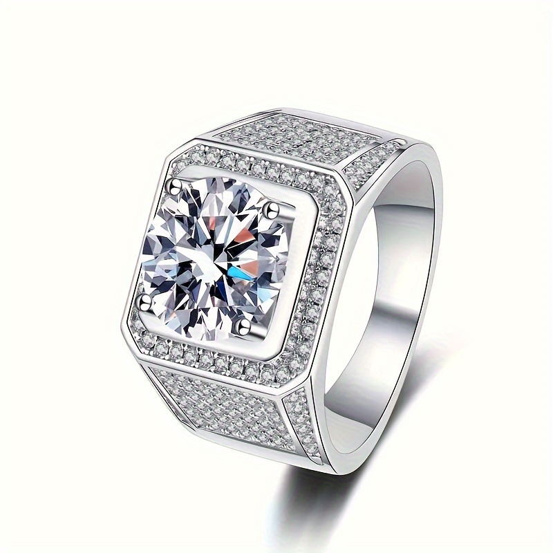 

Luxury 925 Sterling Silver Ring Plated With 18k White Gold, 5ct Moissanite, Unisex, Glamorous Style, Gift Box Included - Available In Various Sizes, Mother's Day Gift