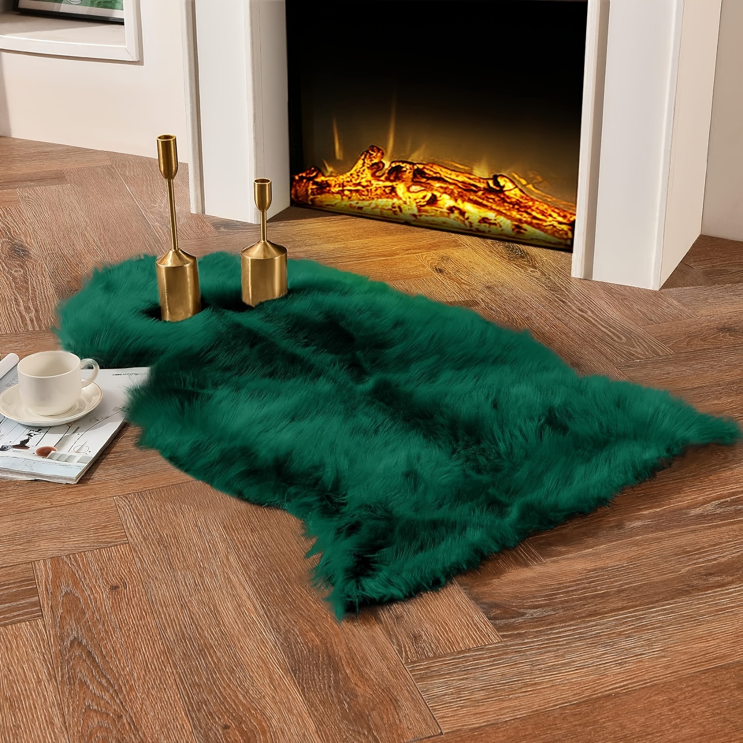TEMU 1800g/m² 1pc Artificial Wool Area Rug, Sheepskin Area Rug, Fluffy And Plush Large Area Rug, Washable Rug, Sofa Decorative Rug, Bedroom Decor,