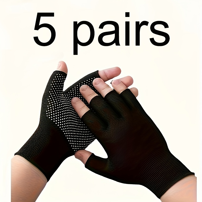 Image of 10pcs (5 Pairs) Lightweight Dotted Gloves For Outdoor Cycling, Driving, Fishing & Daily Use