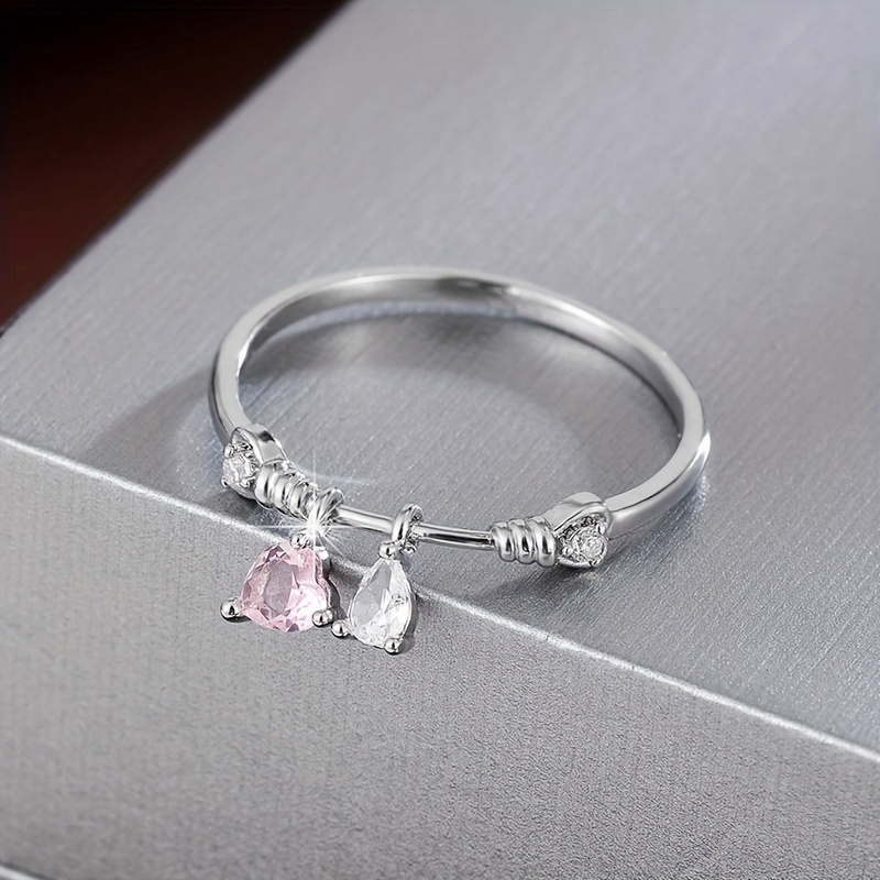 Heart Pendant Ring Zirconia Copper Plating
