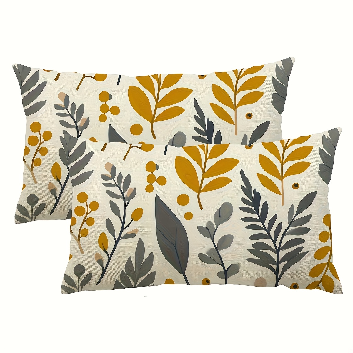 TEMU Juego de 2 fundas de cojín decorativas con diseño de hojas y , estampado de plantas, diseño de cara, de otoño, elegante de cojín bohemio para