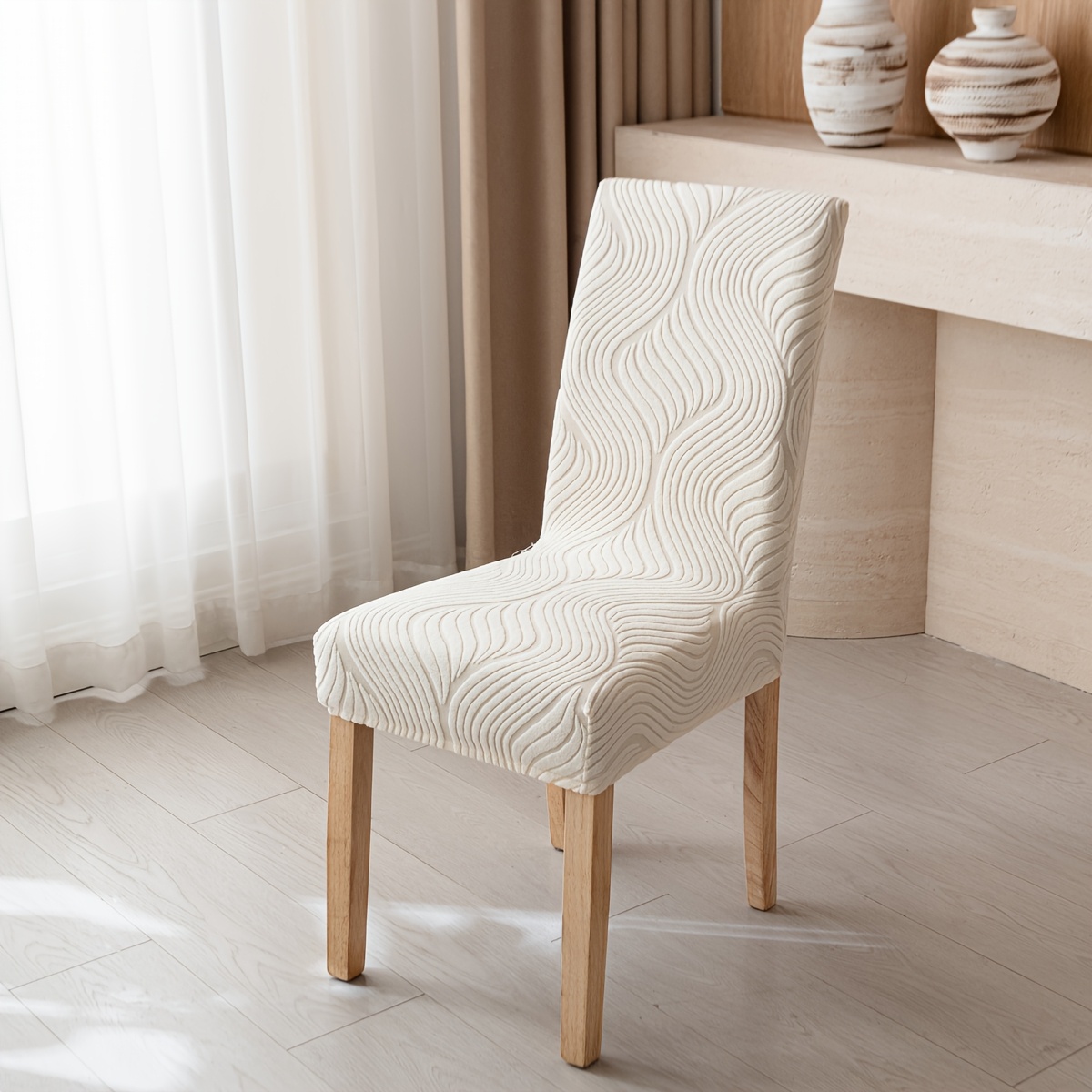 TEMU 2pcs Thick Elastic Jacquard Household Dining Chair Covers, Universal, Easy, Suitable For Restaurant And Hotel Dining Tables, Stools, And Chairs