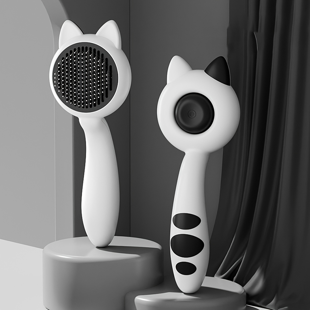 1pc Stainless Steel Cat Grooming Comb with Self-Cleaning One-Touch Button, Detachable Hair Remover Brush for Long-Haired & Short Cats, Manual Massager for -Free Care, Pet Hair Shedding Brush