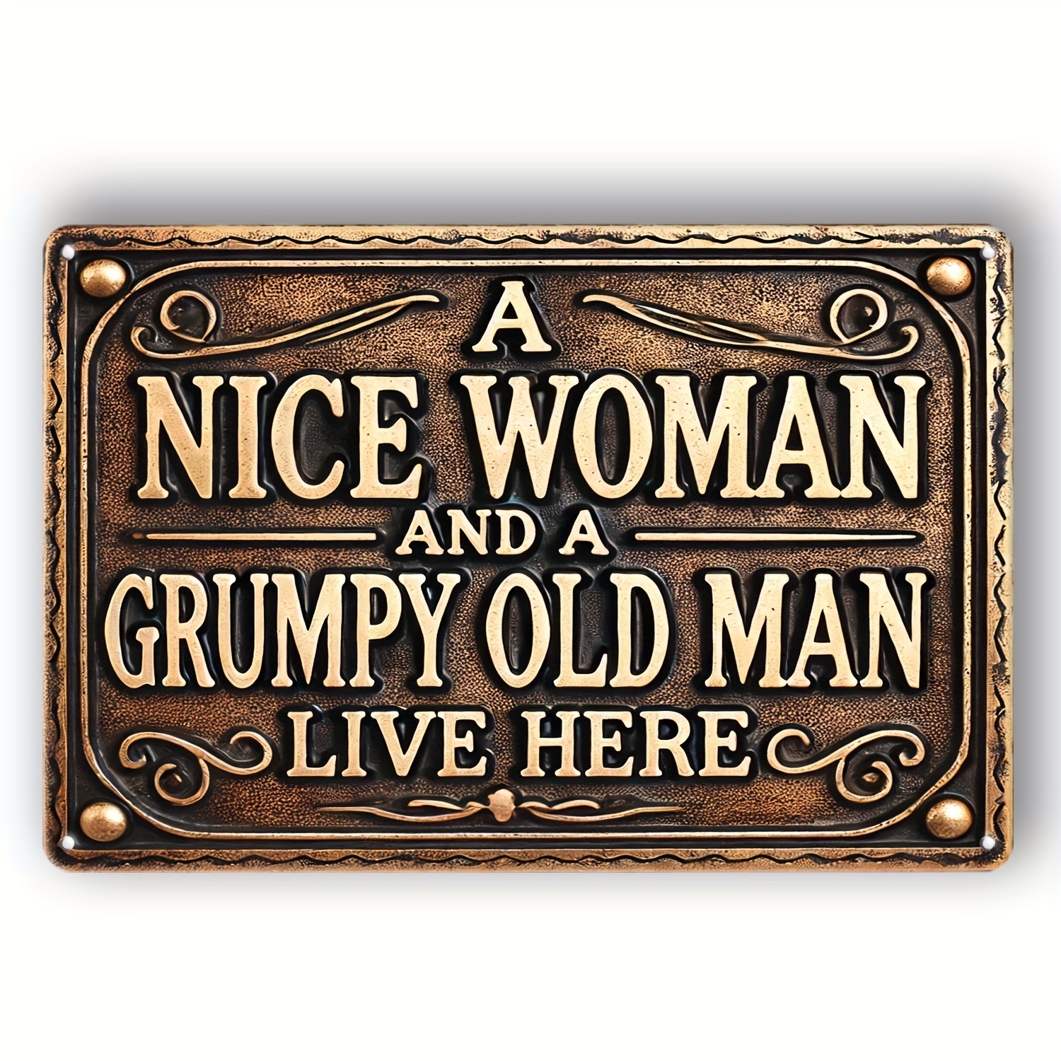 

Vintage 'a & A Old For Man Live Here' Metal Sign - Home, Bar, For Man Cave Decor | Easy-hang Pre-drilled Design | Ideal Gift (8x12 Inches)