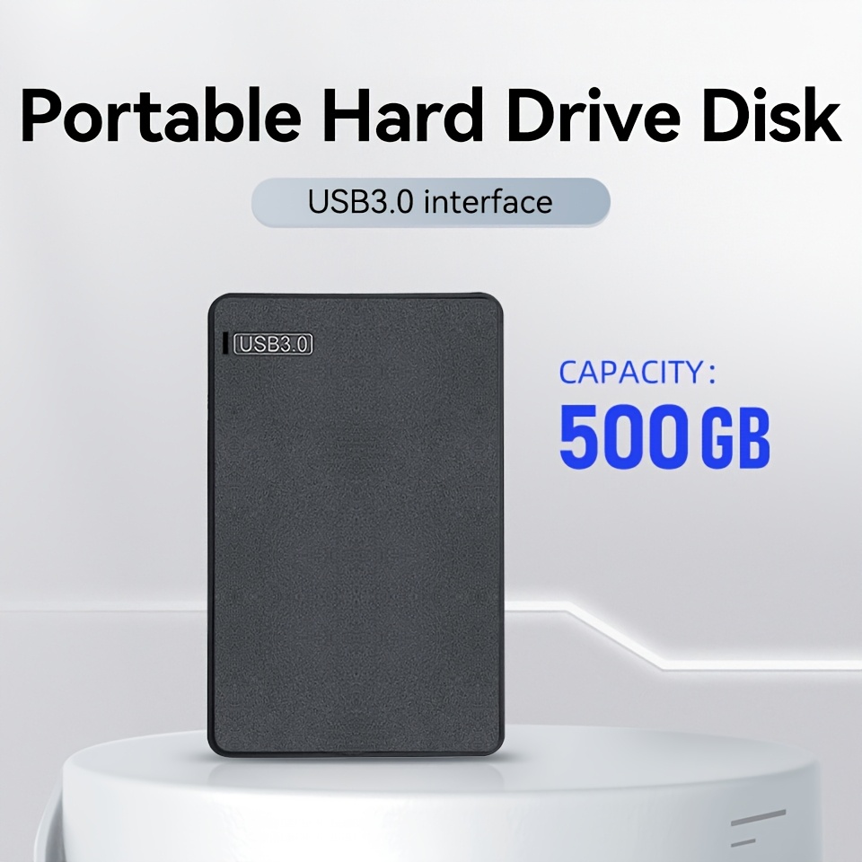 

500gb 2.5-inch Portable Hard Drive, Usb 3.0 External Storage, Compatible, Driver-free, Compact & Lightweight Design For Pc, Router, Ps, Phone