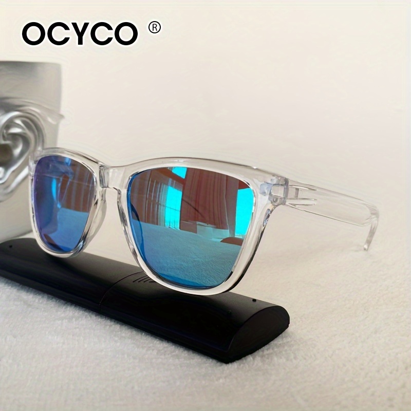 

Ocyco Transparent Square Frame Men' Glasses With Blue-tinted Lenses – Stylish Full-rim Pc Material, Hiking, Casual Attire & Outdoor Activities, Hiking Accessories