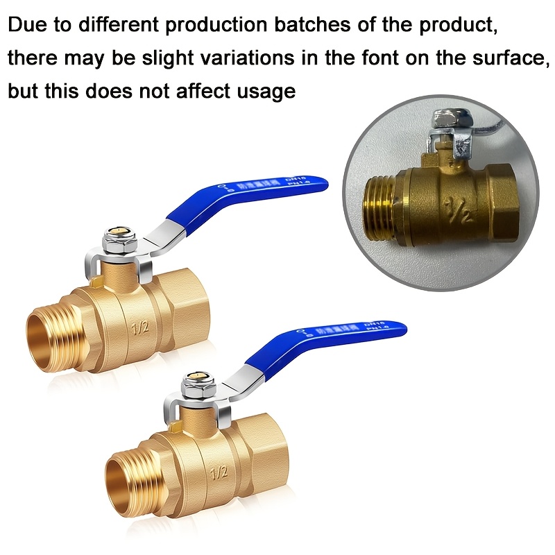 Image of Full Port Ball Valves Kit, 1/2'' Bspt Full Bore Ball Valves Set, 1/2pcs Ball Valves, Ball Valves With 1/2'' Bspt Female To 1/2'' Bspt Male Thread, For Water Oil And Gas Pipeline 105g/pc