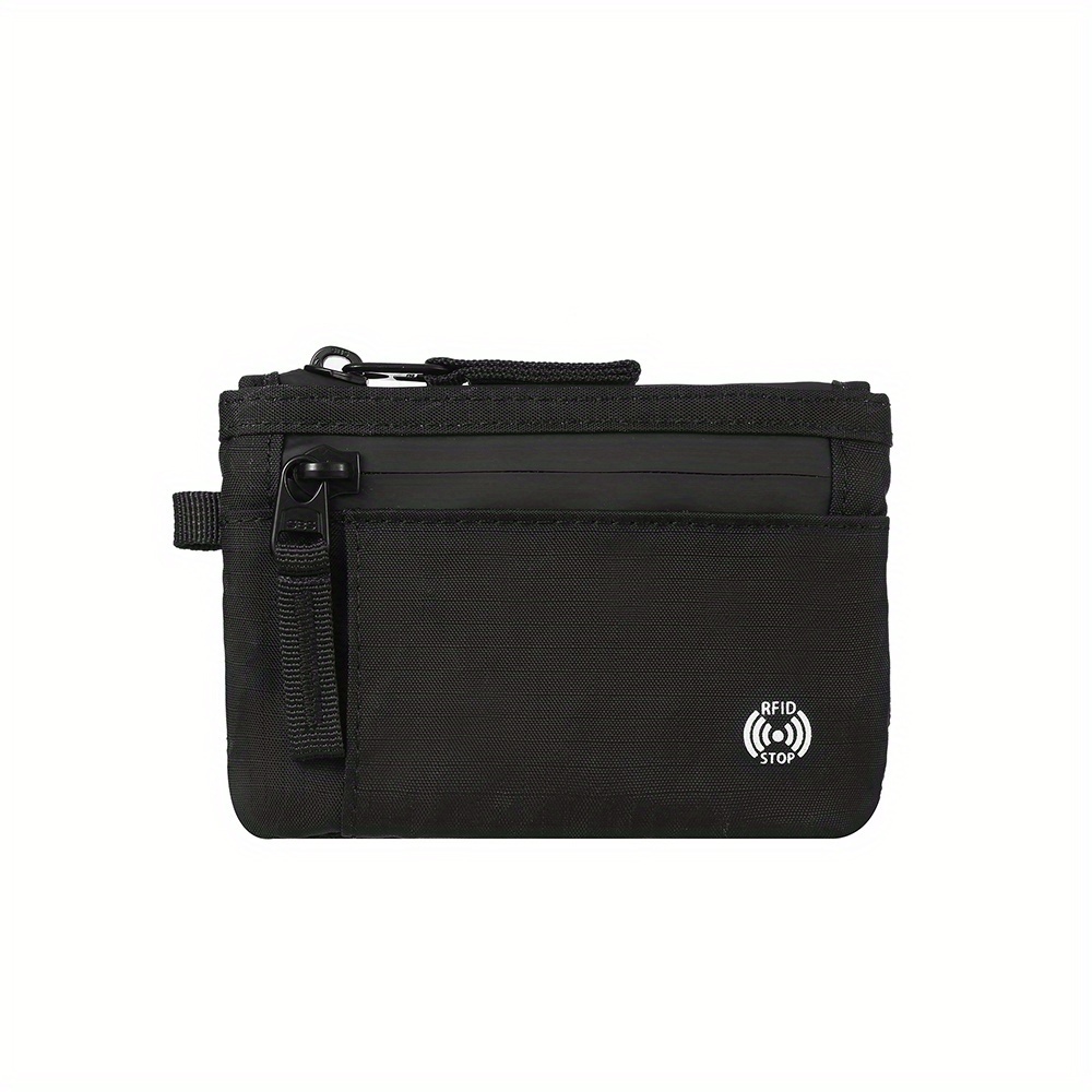 A Mini Travel Wallet For Men, Featuring A Coin Purse, Anti-skimming Cardholder, And Id Card Case
