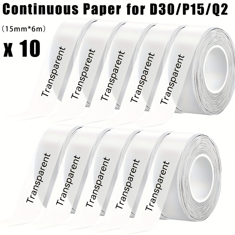 10 Rolls Transparent Continuous Heat Transfer Label, X6m, Self-adhesive, Compatible With L1/q2/d30/p15 Label Printer, Gift/document Marking
