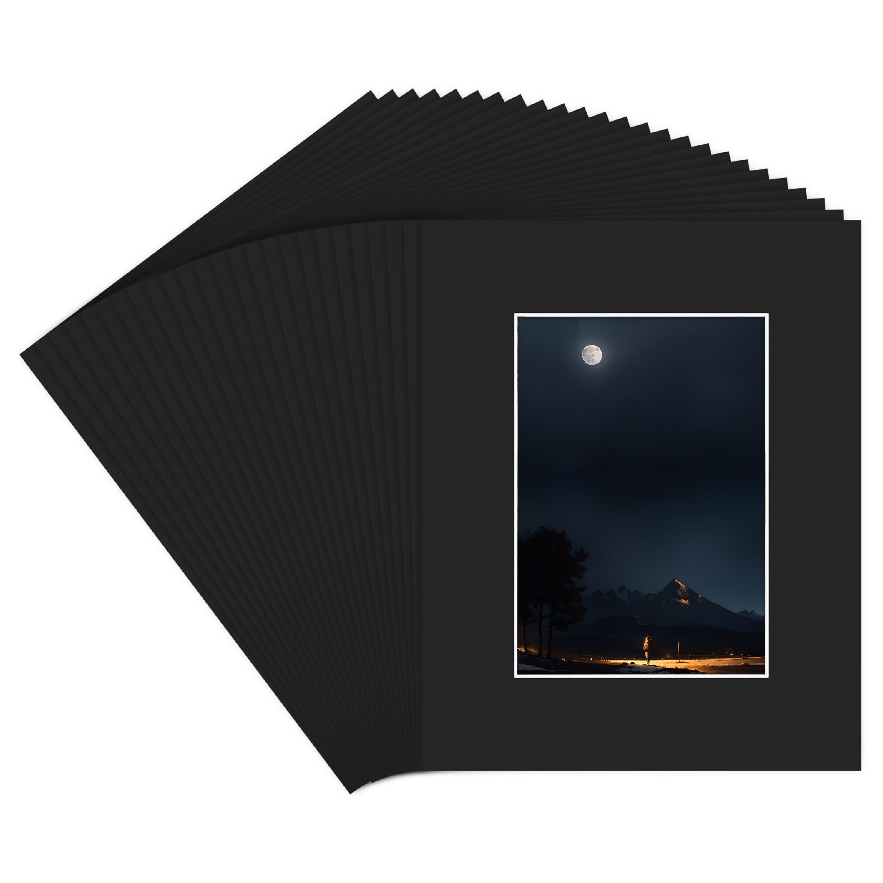 

25-piece Black Picture Mats With White Core - Acid-free, Beveled Edge For Frames & Home Decor | Perfect For Photos, Cards & Gifts | Ideal For Valentine's, New Year, Easter, Mother's Day