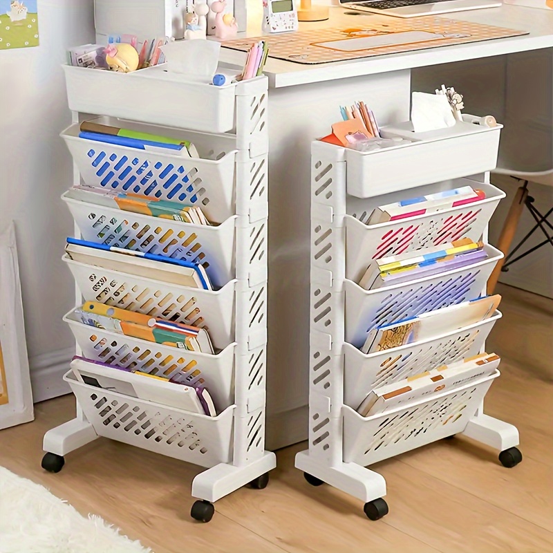 

Portable Simple Bookshelf For Office Use, Rack, Book Storage Rack, Cart, Desk Storage Rack