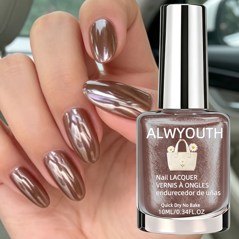 Image of Alwyouth New Brown Mirror Nail Polish, Natural Quick-dry, Metallic , Brightening Nails, Suitable For Party Holiday Gifts, Spring And Summer Hand And Foot Nail Polish