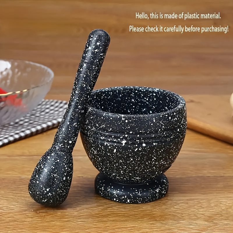 TEMU Manual Garlic Mortar And Pestle Set - Durable Plastic Garlic And Pepper Grinder, Pestle Bowl For Kitchen Use, No Electricity Required Kitchen