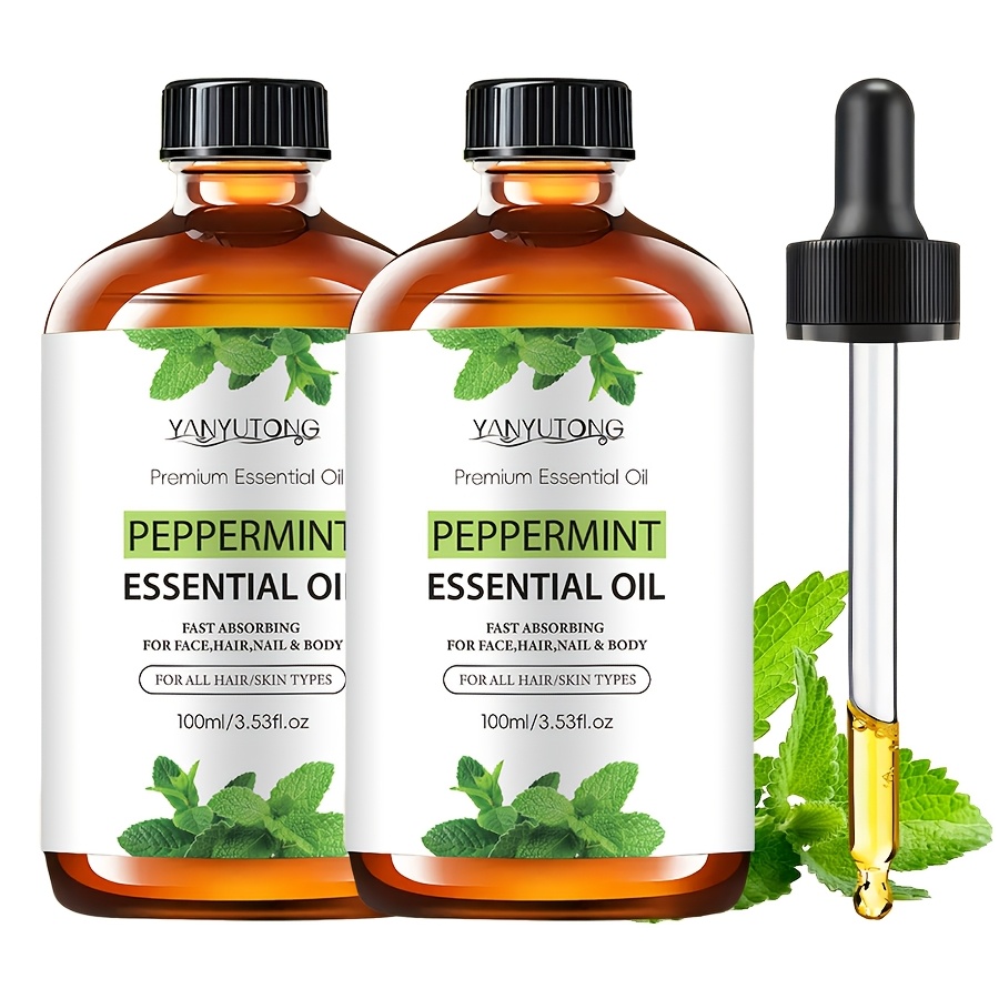 TEMU 2 Bottles Of Natural Peppermint Body Fragrance Massage Oil For Hair Care, Massage, Showering, And Application To Face, Body, Nails, Hair, And Eyelashes. A And Present