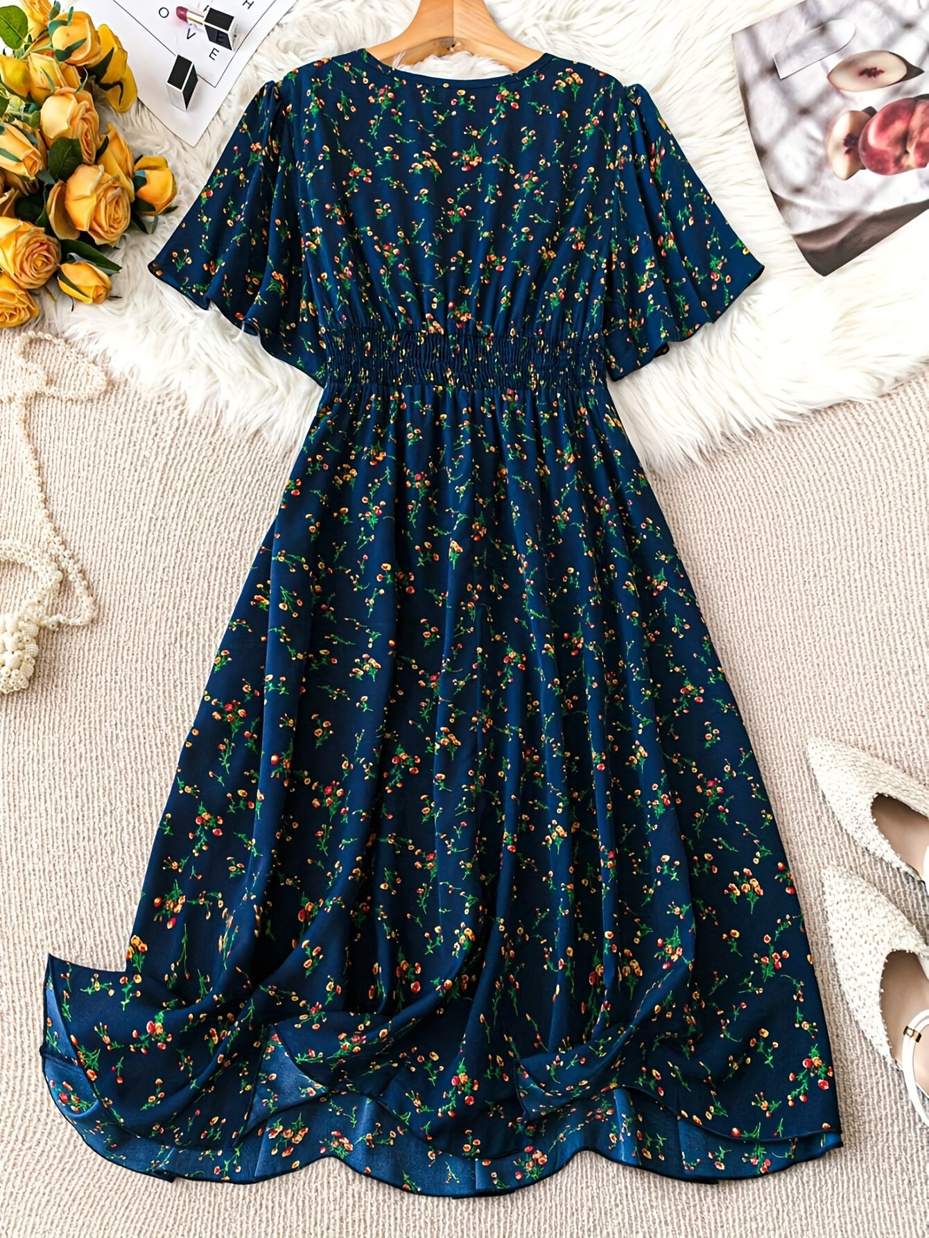 midi fall dresses for wedding guest Ever-Pretty V-Neck Pleated Velvet Midi Evening Dress main image 0