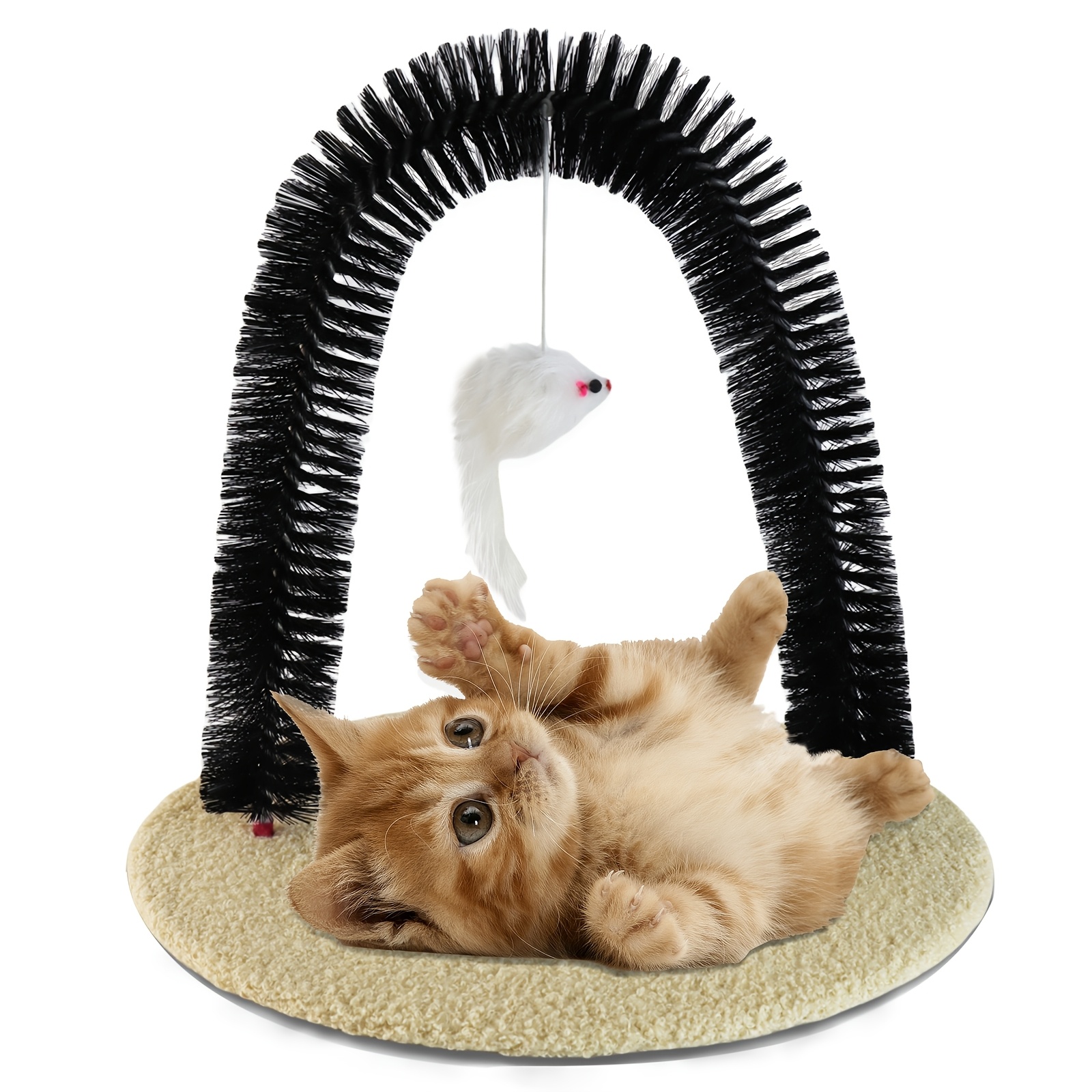 TEMU Cat Arch Self Groomer Cat Massage Toy, Interactive Cat Shedding Brush With Scratching Pad Toy For Indoor Cats