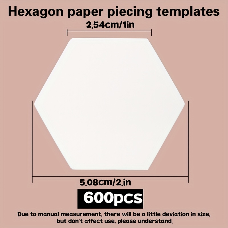 TEMU 600pcs 1 pouce Gabarits de Quilting Hexagonaux - Outils de Couture pour une Couture Papier Effort, Idéaux pour le Patchwork DIY & l'Artisanat de