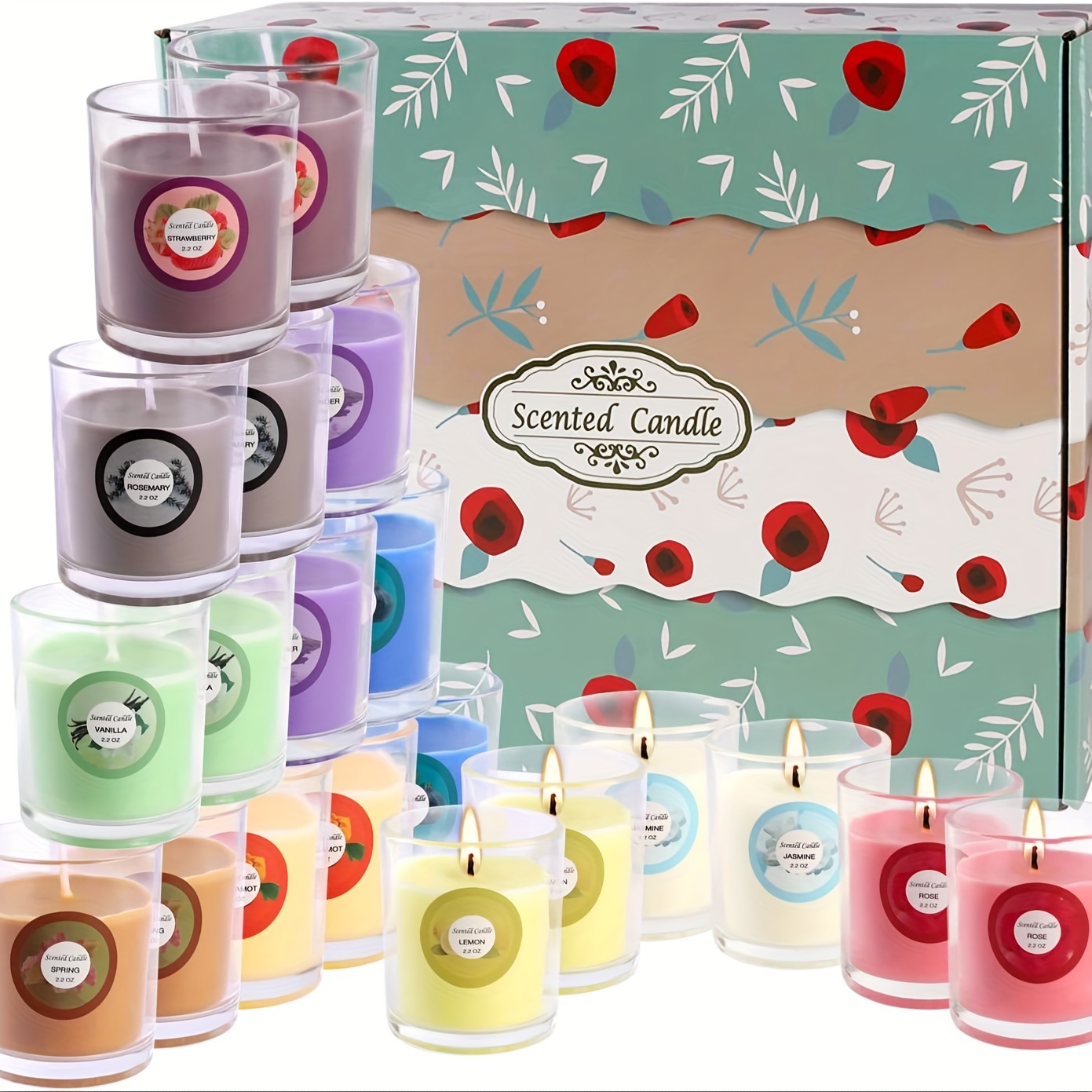 

40 Sets Of Colorful Glass Cups, Aromatherapy Candles, Niche High-end Fragrance With Hand Gifts