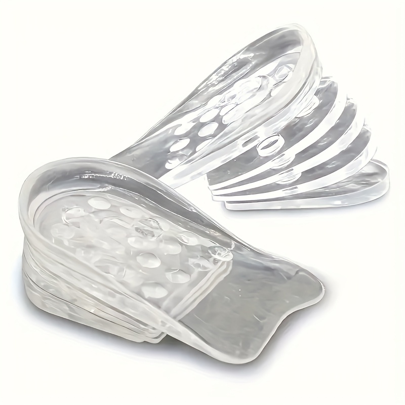 TEMU 2pcs 5-layer Height Increase Insoles - Transparent, Breathable, Adjustable Shock Absorbing Non Slip Gel Inserts For | All Day Wear Perfect Gift