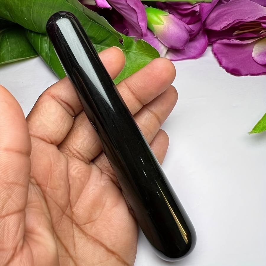 

4.3" Natural Obsidian Massage Stick - Smooth, Round, And Perfect For Fibromyalgia Relief