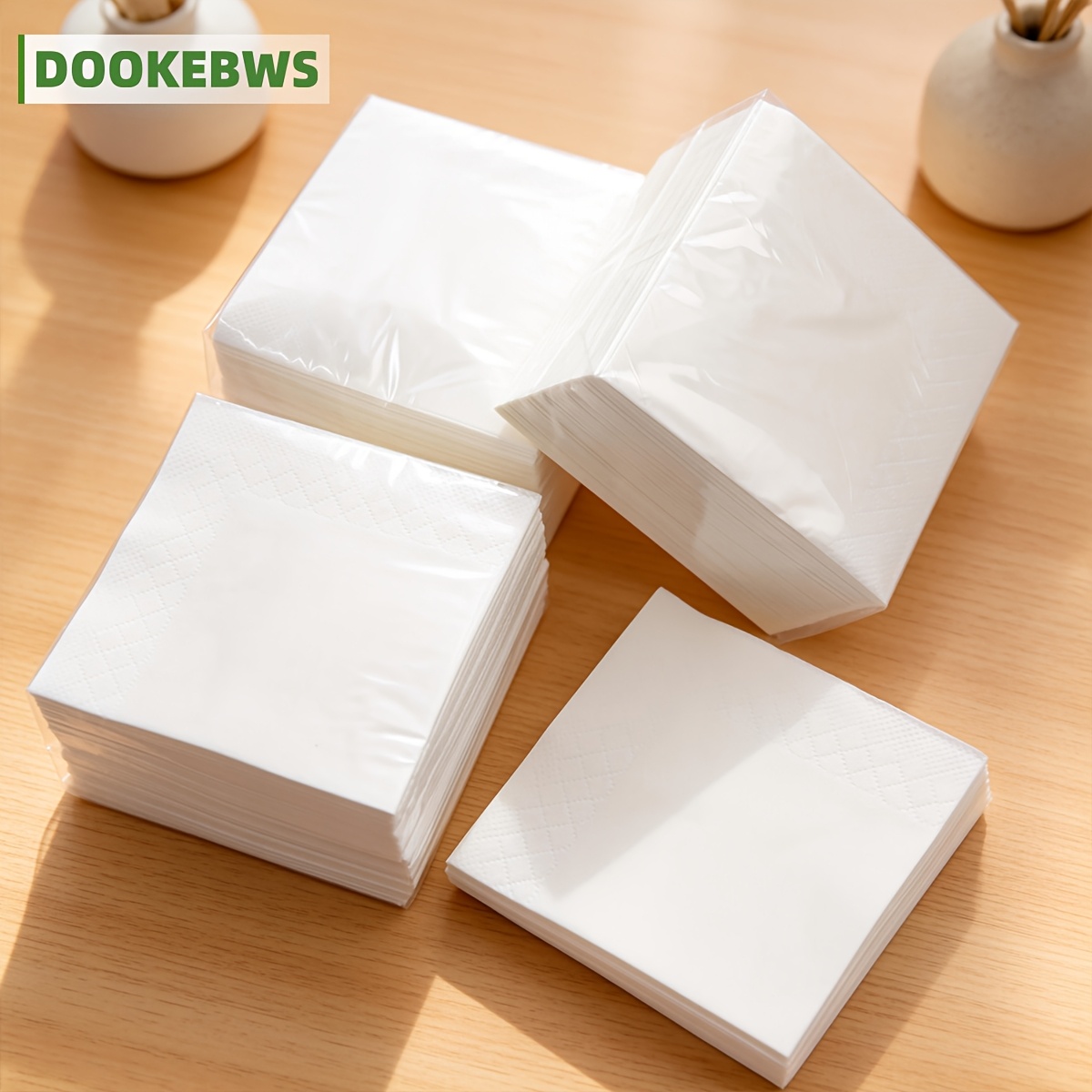 TEMU Lot de 300 serviettes de fête, 2 épaisseurs, blanches, pour dîners, , fêtes d'anniversaire, des remises de diplômes, Juneteenth, fête de