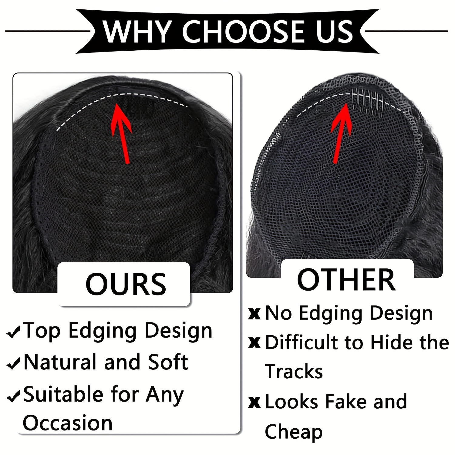 heat resistant synthetic   straight ponytail extension tail 16 inch natural black drawstring ponytail hair for women elegant bun hairpiece for weddings parties daily use ponytail hair extensions details 5