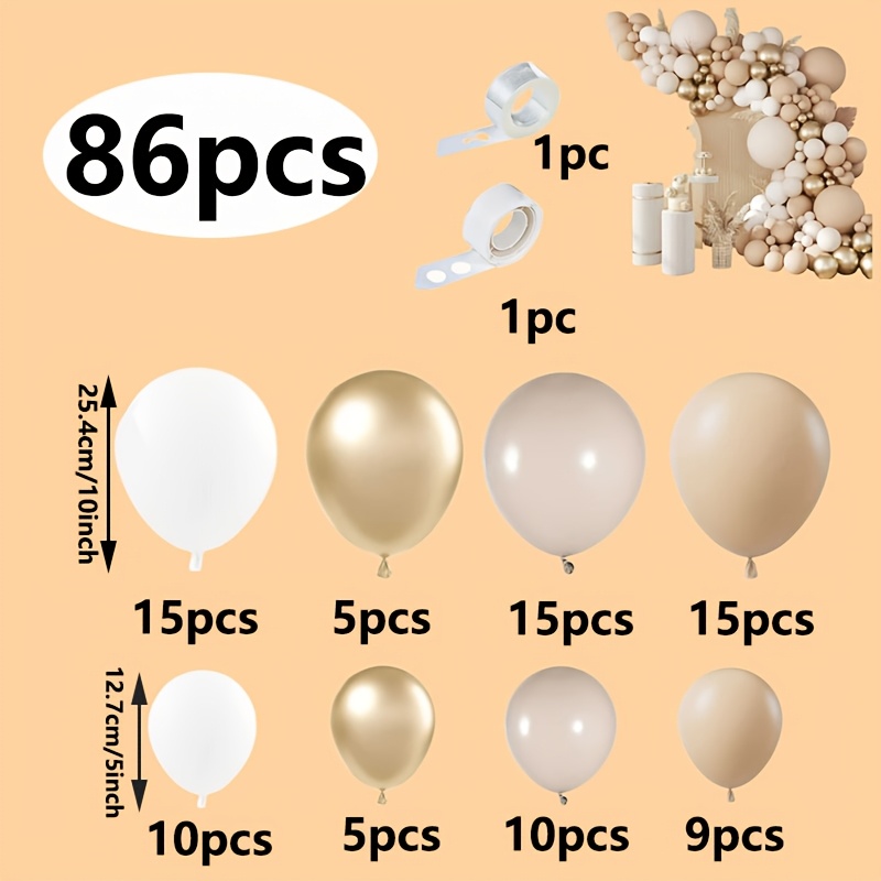 TEMU Set di accessori per fotografia da 86 pezzi con di fiori in metallo e lattice color beige chiaro e di palloncini, accessori per per riprese, per