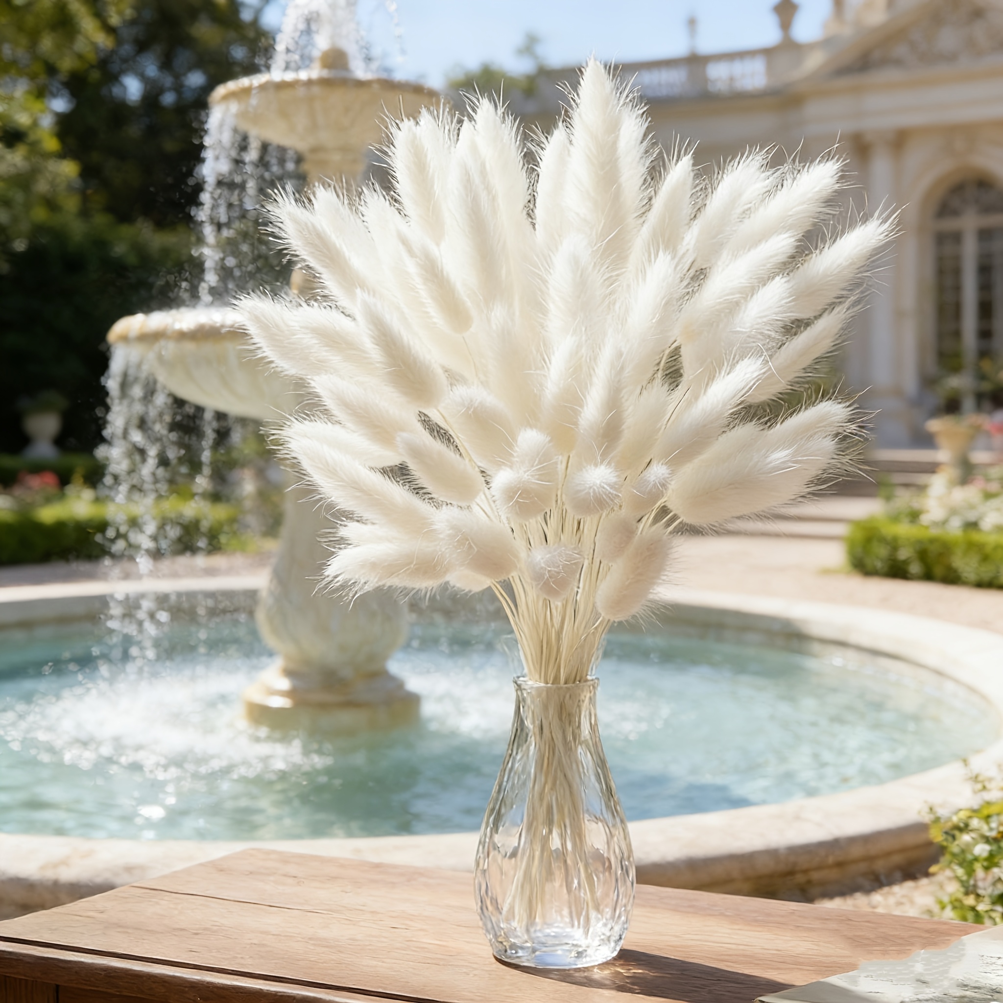 Image of 57pcs Bohemian Bunny Tails Bouquet - Artificial Flowers For Home, Living Room, Garden, Great For Weddings, Parties, Christmas, Halloween & Holiday Decor