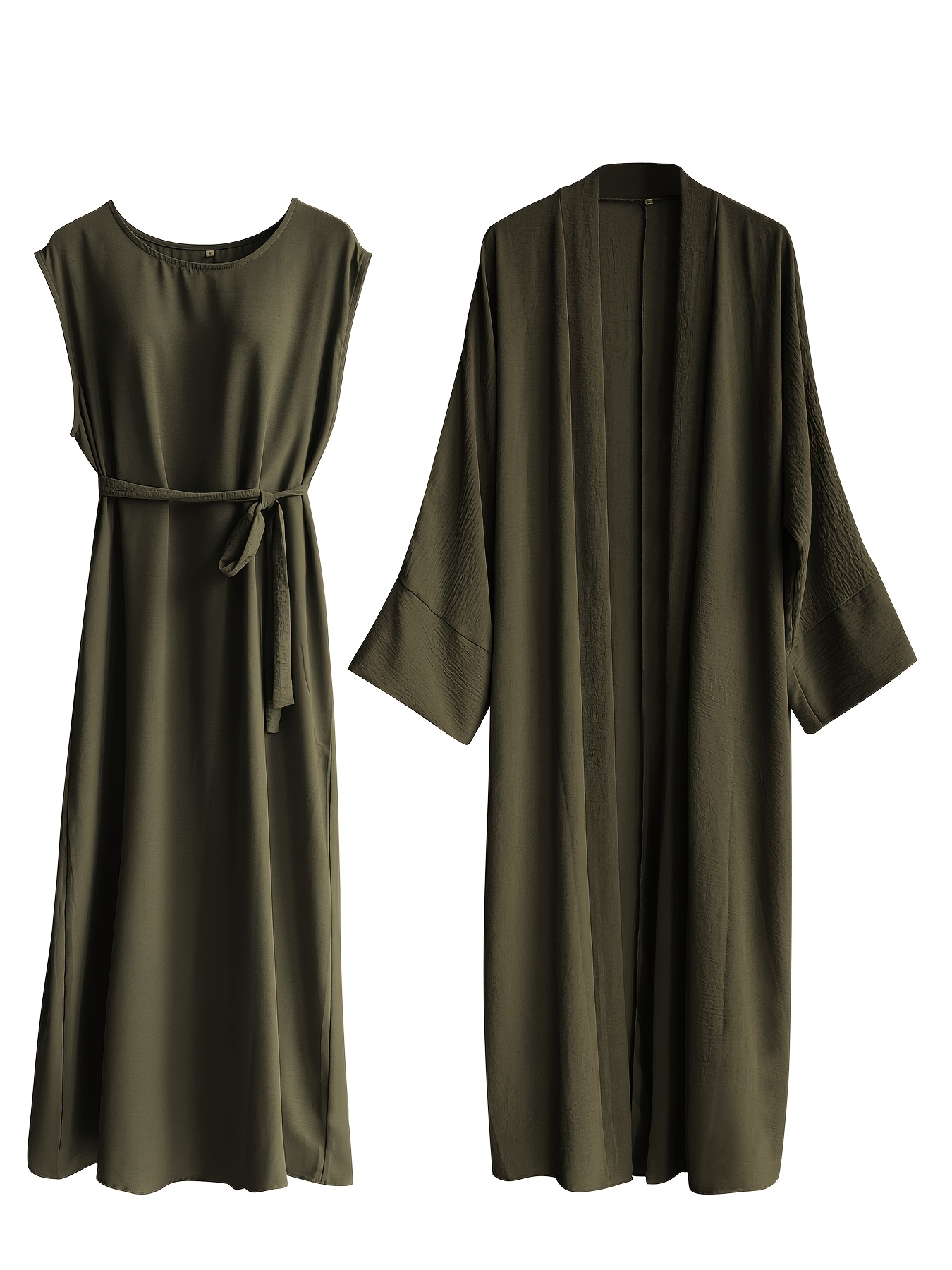 elegantní dámský muslimský kaftanový set tradiční dlouhý