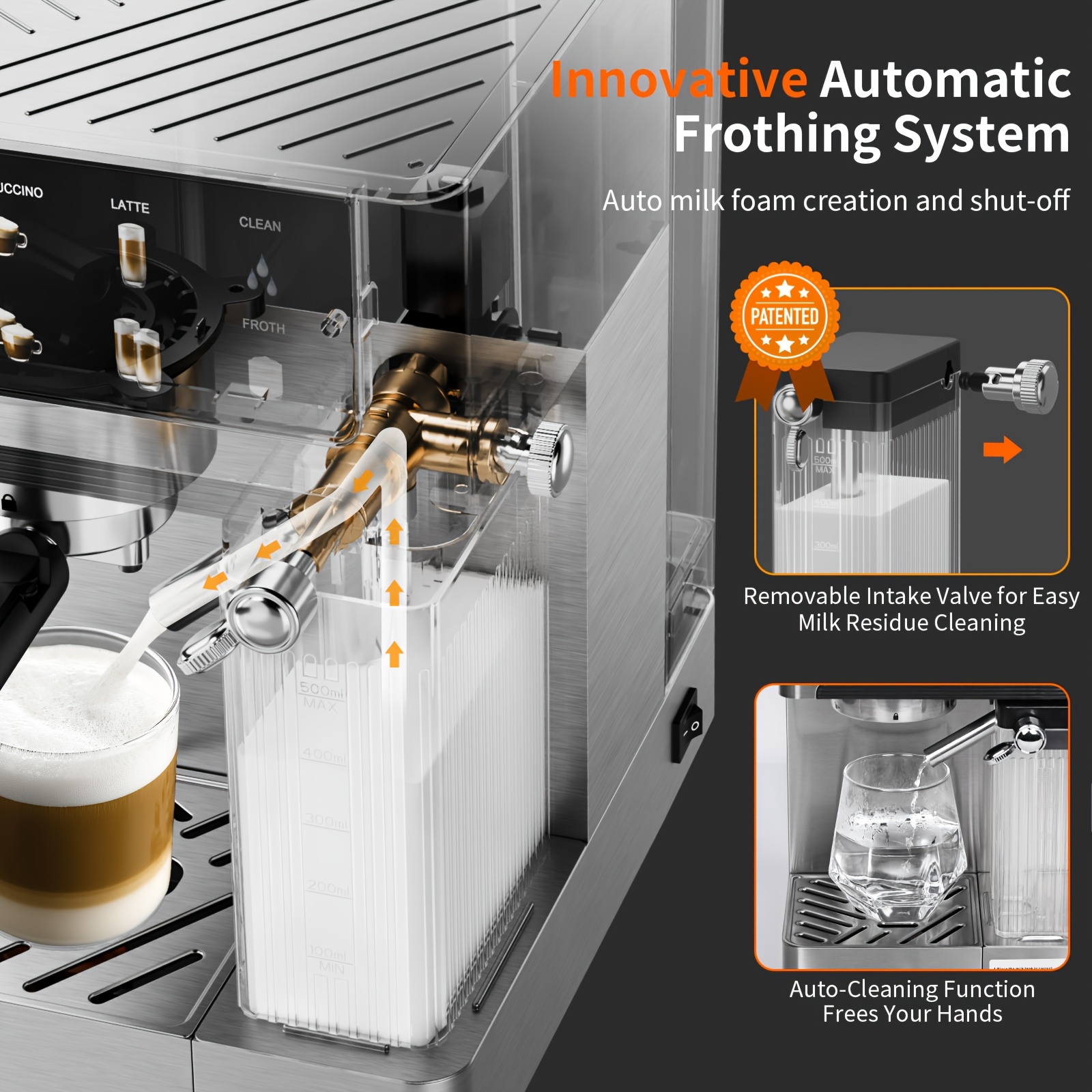 Espressomachine, 20 bar druk, 1,8 liter waterreservoir