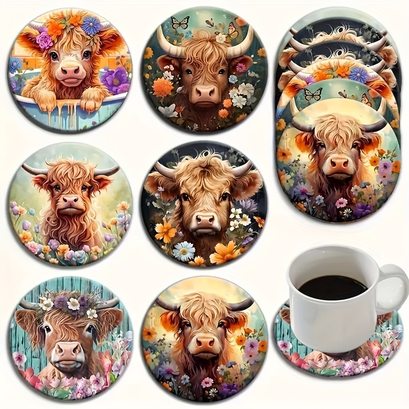 

Set Of 6 Wooden Coasters With Animal & Floral Designs - Ideal For Tea, Coffee & Beverages, & Restaurant Decor - Hand Washable, Great Gift For Christmas, Halloween, Easter, Hanukkah, Thanksgiving