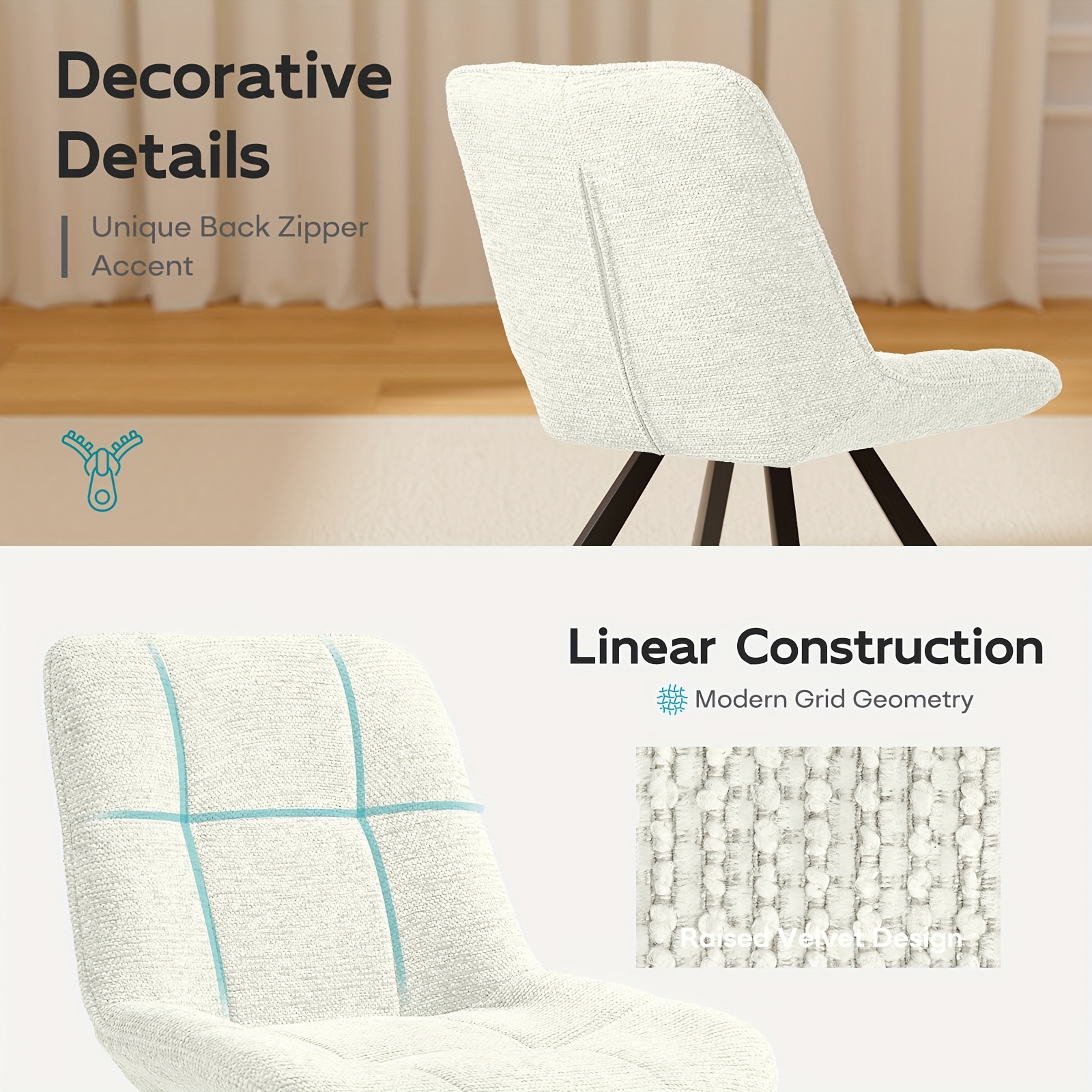 Vintage Swivel Accent Chair with 180-Degree Rotation, Cushioned Seat - Armless Vanity/Side Chair for Dressing Table, Bedside or Home Office - Easy Assembly, White/Blue/Brown (Black Frame, Non-Wood) - Ideal for Small Spaces & Reading Nook)