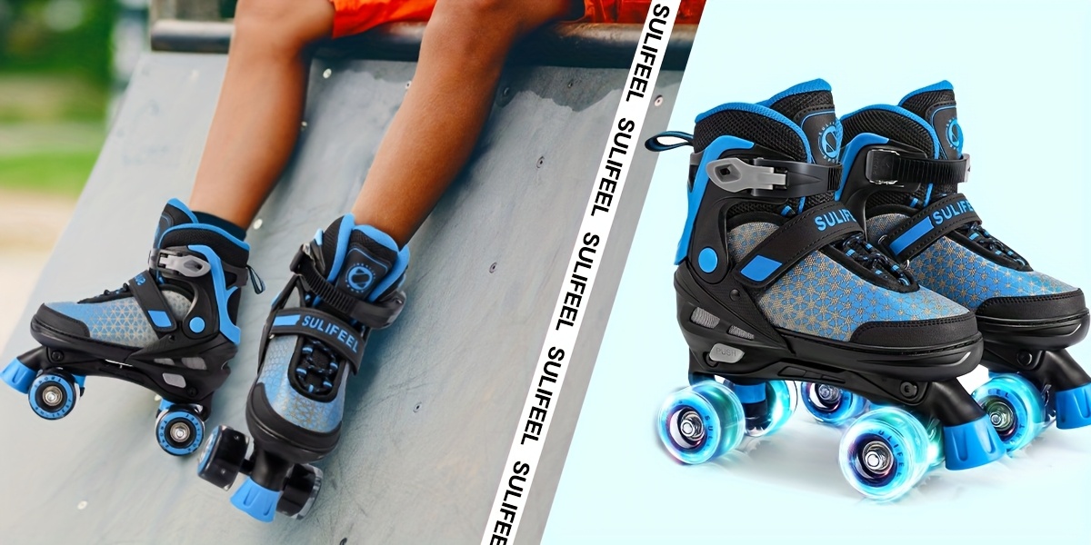 Girls Boys Kids Roller Skates With Light Up Wheels Adjustable 4 Wheel Skateboarding Shoes, Safe And Fun Kids Roller Skates For Indoor And Outdoor Sports, Best Birthday Christmas Gift For Kids