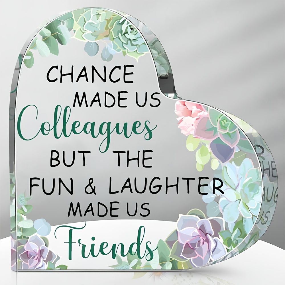 TEMU 2d Flat, 1pc Acrylic Decor Coworker Gifts For Women, Made Us Colleagues, Friend Gifts Birthday Gift For Women Friendship Keepsake Workmates