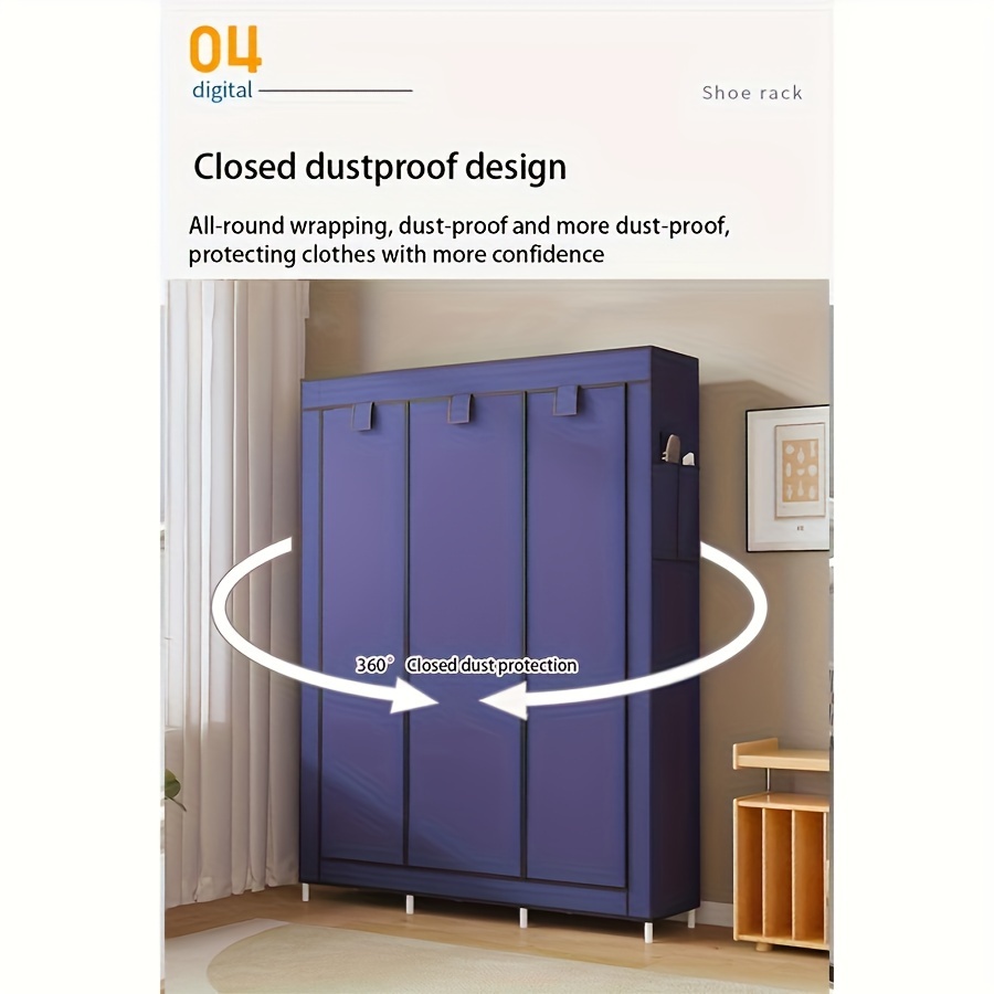 modern 51 wide x 67 tall wardrobe with adjustable shelves easy assembly multi purpose storage organizer for bedroom home details 4