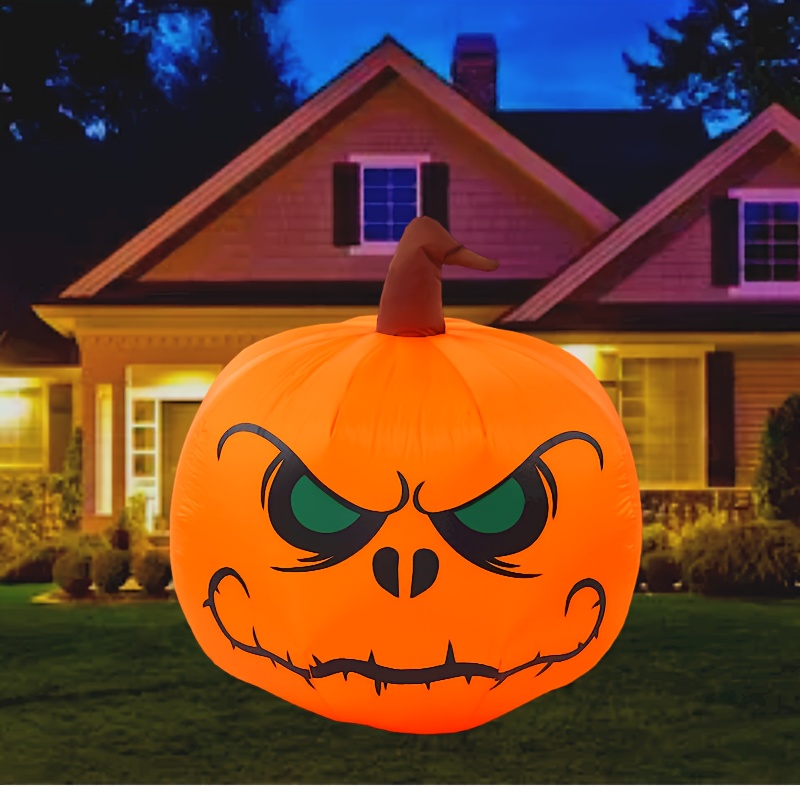 

4ft Inflatable Pumpkin Decoration With , Bright Led Lights, Outdoor Yard Decoration, Includes Ropes, Ground Nails, And Plug, Durable Fabric