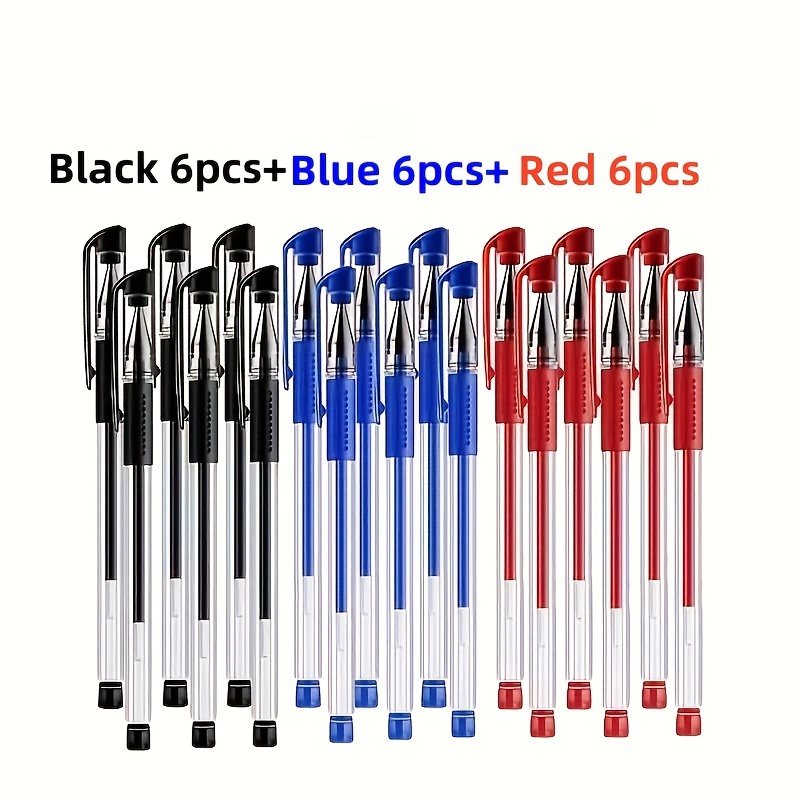 

18pcs Center Pen 0.5mm Black Blue Red - Round Ballpoint Pen Set, Suitable For School Office Supplies