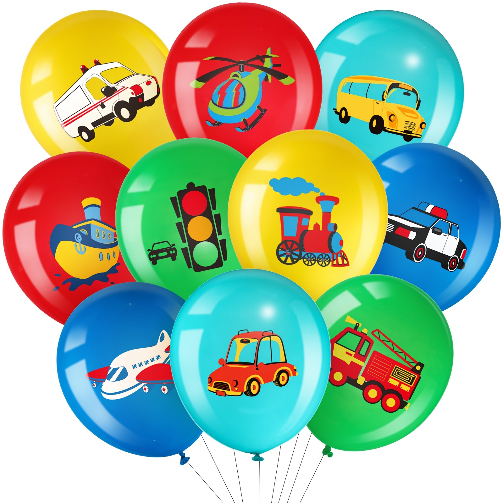 

40pcs Vibrant Transportation Party Balloons - Traffic & Vehicle Themed Decorations, Boys' Birthday & Shower Celebrations, Birthday Balloons, Yaomiao