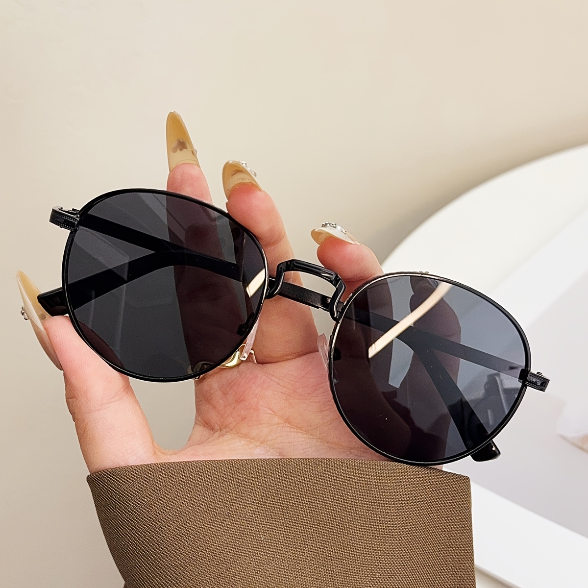 1pc Gafas Redondas Vintage para Mujer Estilo Retro con */ Elegante  para Uso Formales Gafas Decorativ