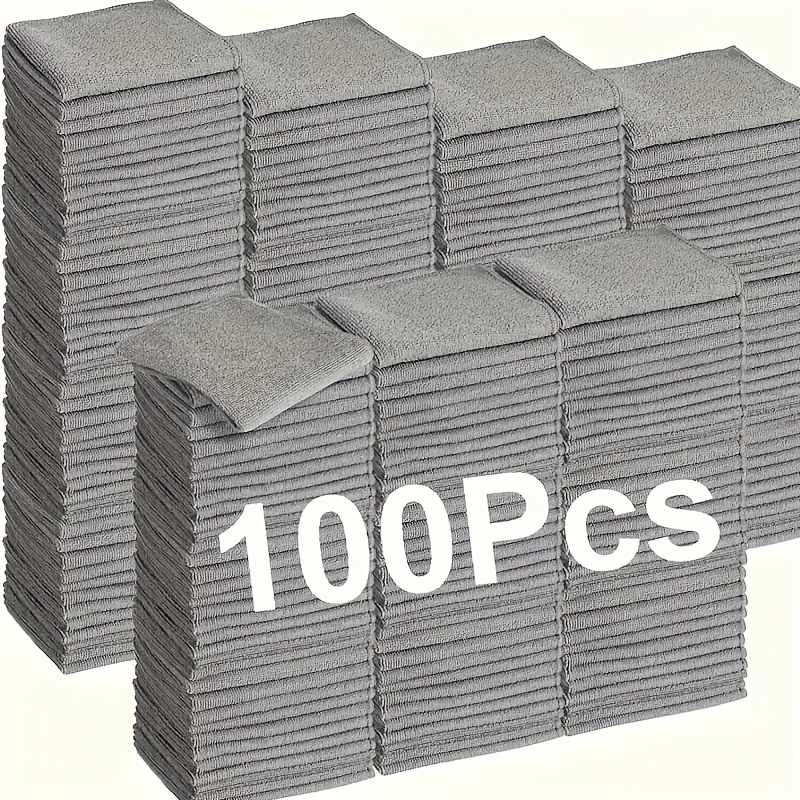 TEMU 100 stuks Ultra-Zachte Microvezel Auto Reinigingsdoeken - Lichtgewicht, Vierkant, Duurzaam & Absorberend voor Auto Detailing, Thuisgebruik en