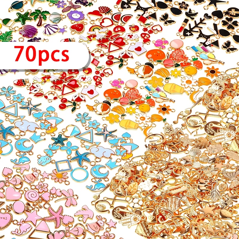 TEMU 70/140pcs Random Style Alloy Enamel Charms, Suitable For Craft Making, Diy Key Rings, Keychain Accessories, Decoration, And Homemade Sock