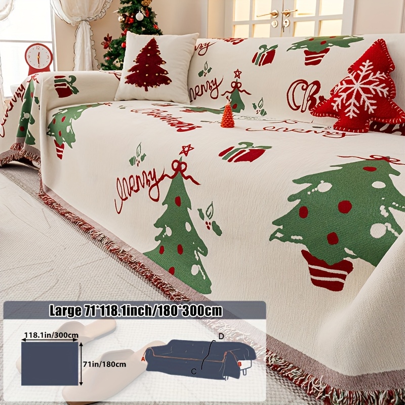 TEMU A Single Piece Of Winter-themed Christmas Sofa Cover Featuring A Cartoon Design, Perfect For A Festive Touch To Your Living Room. This Colorful