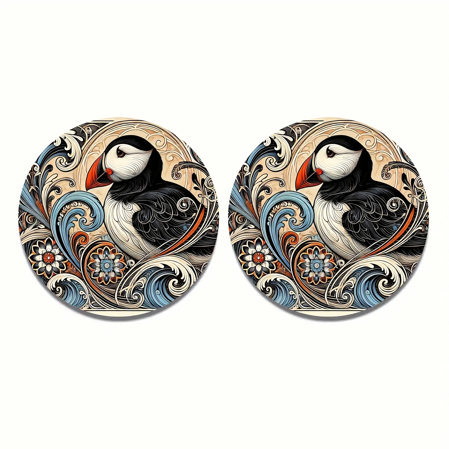 TEMU 2pcs Vintage With Ornate Patterns Pattern Car Coasters, Easy To Clean Coasters, Women' Interior Decoration Additions, Gifts For , Home Dining