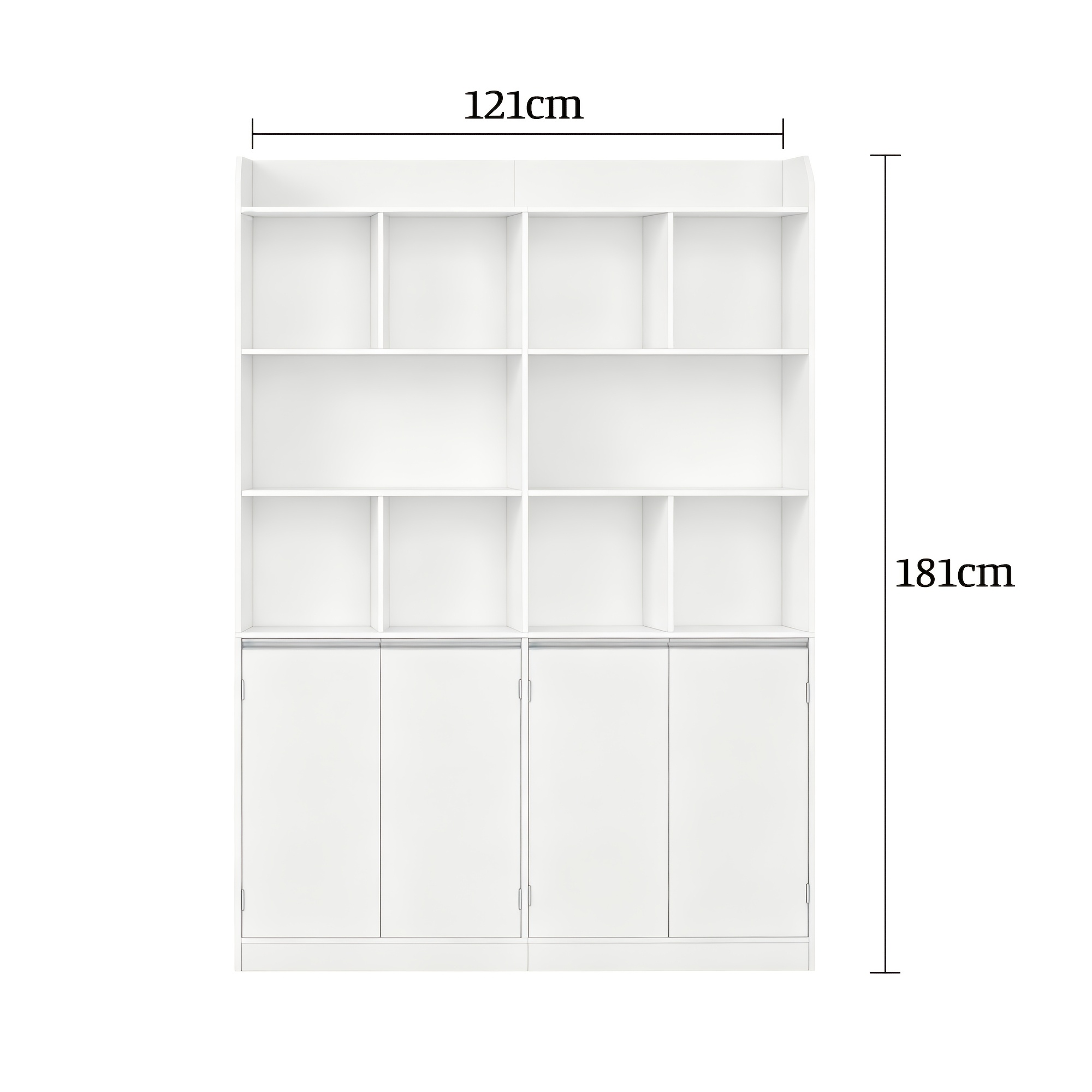 TEMU Étagère de rangement blanche de grande , 181 cm de haut, 121 cm de large, à 6 niveaux de grande avec portes, rangement ouvert et dissimulé,