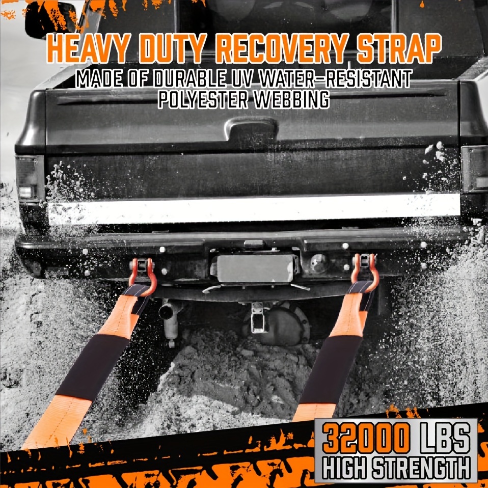 Tow Strap With Hooks Recovery Strap 8 Break Strengthened - Temu