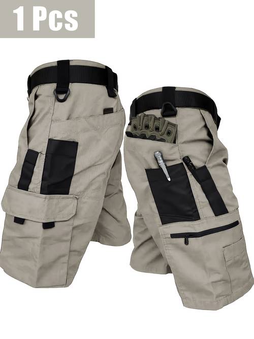 mens cargo shorts solid color durable casual shorts with multiple pockets and zippered pockets regular fit suitable for outdoor activities hiking and everyday use belt not included