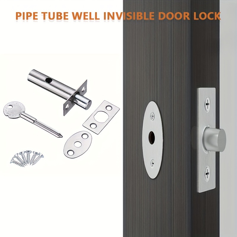 

Heavy-duty Metal Pipe Tube Well Invisible Door Lock, Uncharged Mortise Lock With Key, Deadbolt , With Includes Fitting & Plate, For Office & Doors