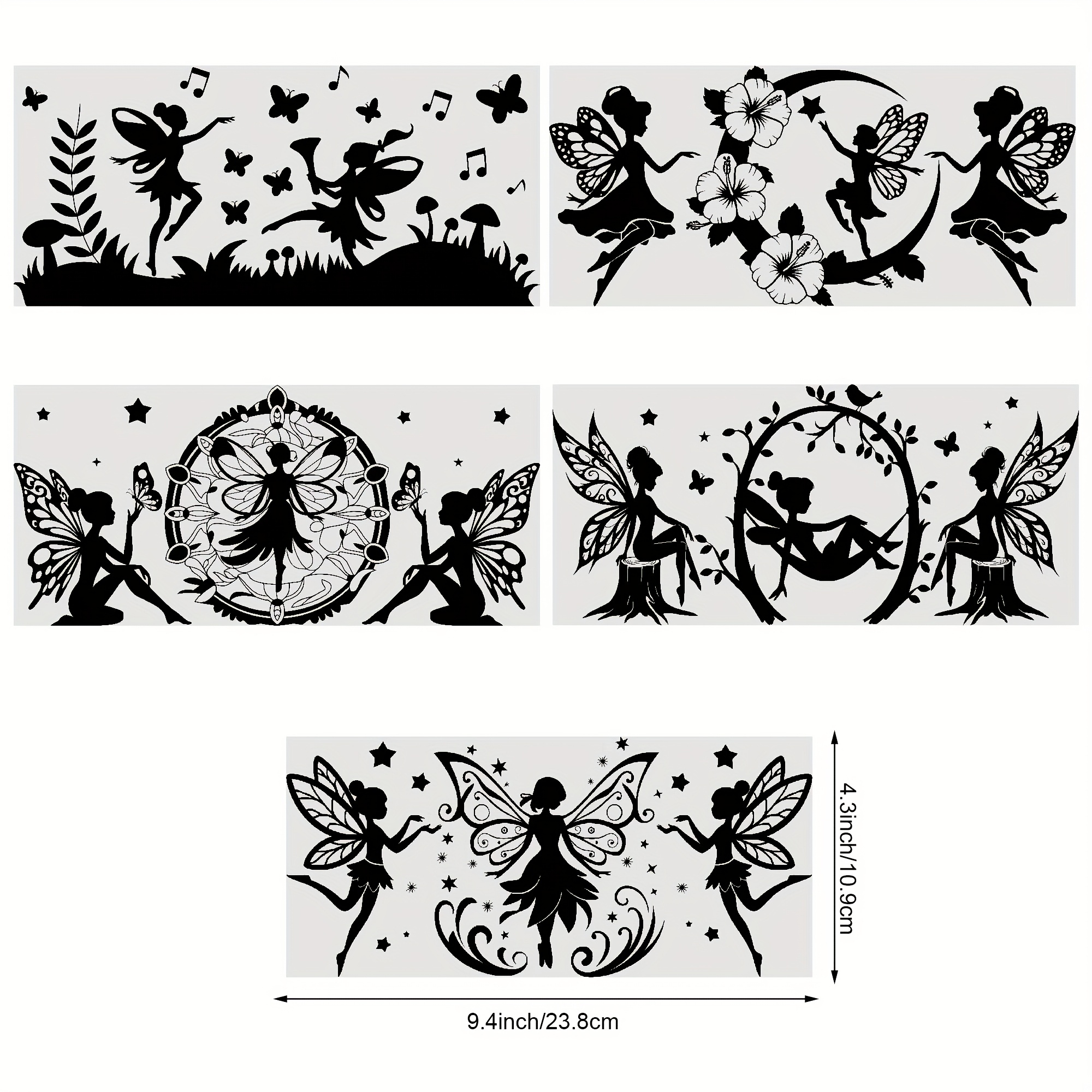 5 Sheets Fairy Uv Dtf Cup Stickers, Glass Cup Dtf Transfer Stickers, Wipeable Transfer Paper For 16 Ounces Glass Cups, Mugs, Crafts, Furniture